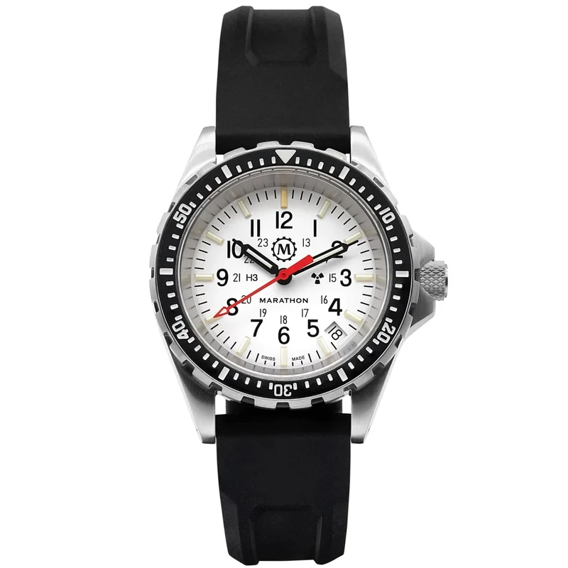 Marathon MSAR Arctic Edition 36mm White Dial Rubber Mens Quartz Watch WW194027SS-0530