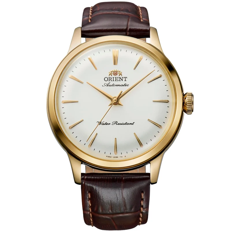 Orient Bambino 'No-Date' 36mm Gold-Tone White Dial Leather Automatic Watch RA-BB0101S30B