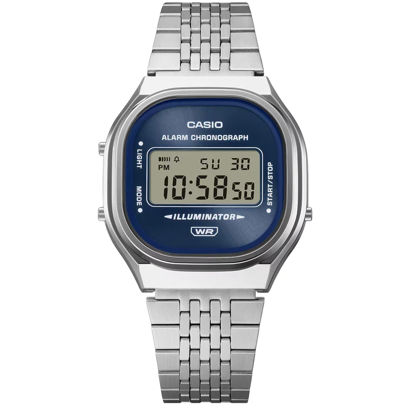 Casio Vintage 37mm Digital Steel Quartz Watch A140WE-2AEF