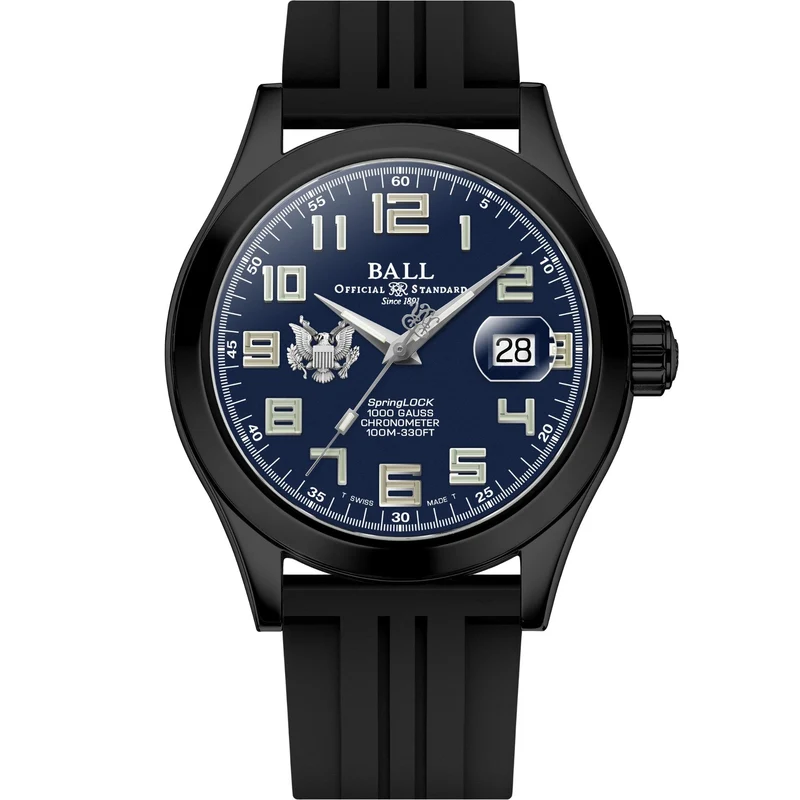 BALL Engineer III 'Army' 43mm Limited Edition Blue Dial Rubber Mens Automatic Watch NM2028C-P49C-BE