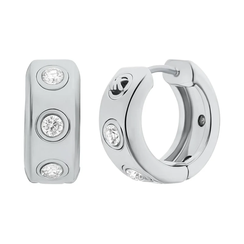 Michael Kors Brilliance Silver Pavé Logo Huggie Ladies Earrings MKJ8652040