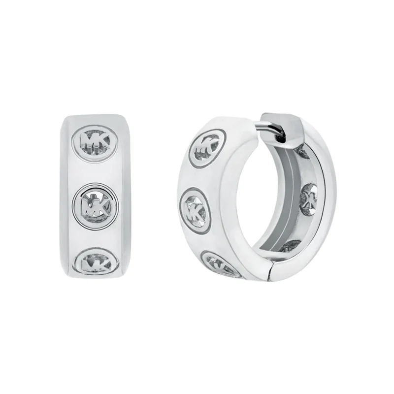 Michael Kors MK Silver Logo Huggie Ladies Earrings MKJ8655040