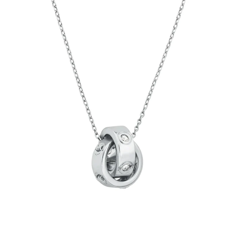 Michael Kors MK Silver Logo Cubic Zirconia Ladies Necklace MKJ8654040