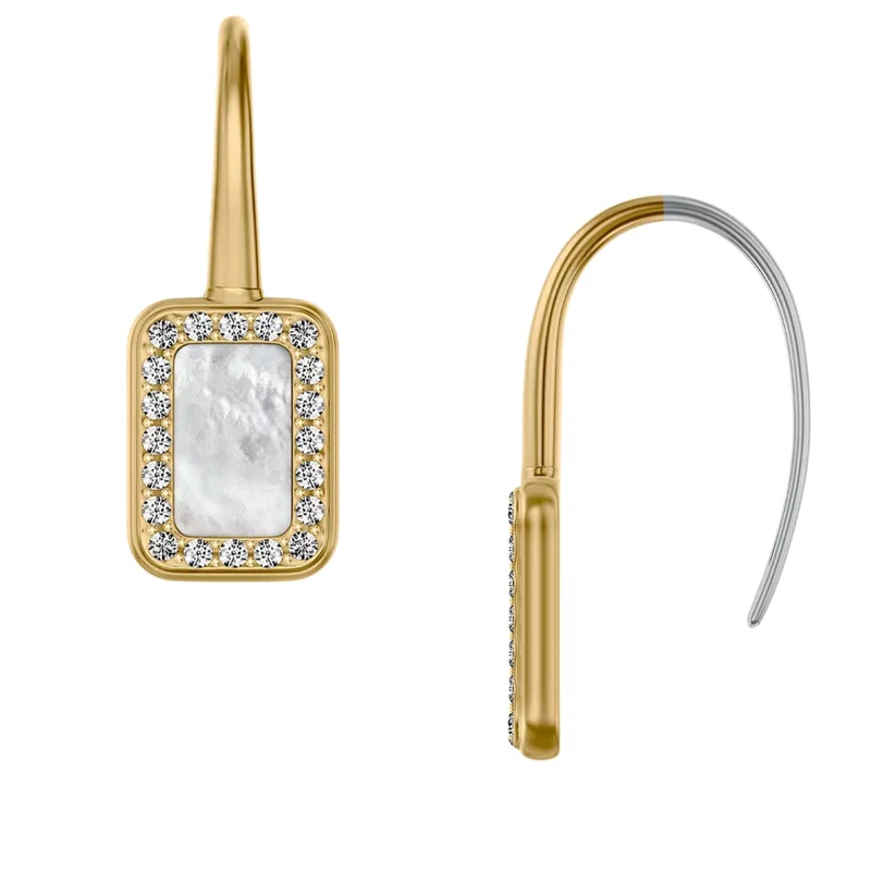 Fossil Raquel Glitz White Mother of Pearl Drop Ladies Earrings JF04999710