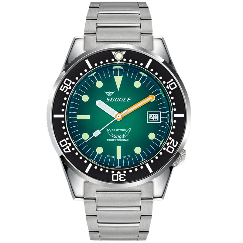 Squale 1521 42mm Green Dial Steel Mens Automatic Watch 1521PROFGR.SQ20B