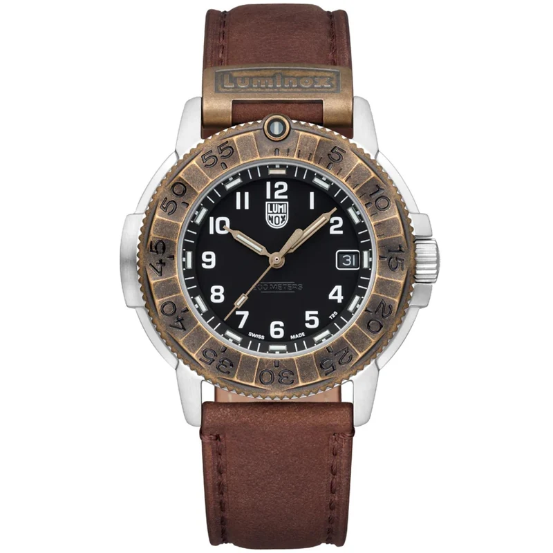 Luminox Adventure Watch 43mm Outdoor Explorer Black Dial Leather Mens Quartz Watch XL.1301.LG
