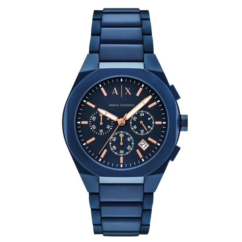 Armani Exchange Sync 42mm Chronograph Blue Dial Steel Mens Quartz Watch AX4189