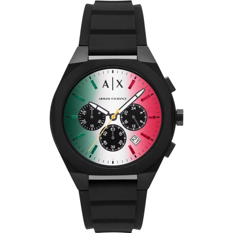 Armani Exchange Sync 44mm Chronograph Multi-Colour Dial Silicone Mens Quartz Watch AX4173