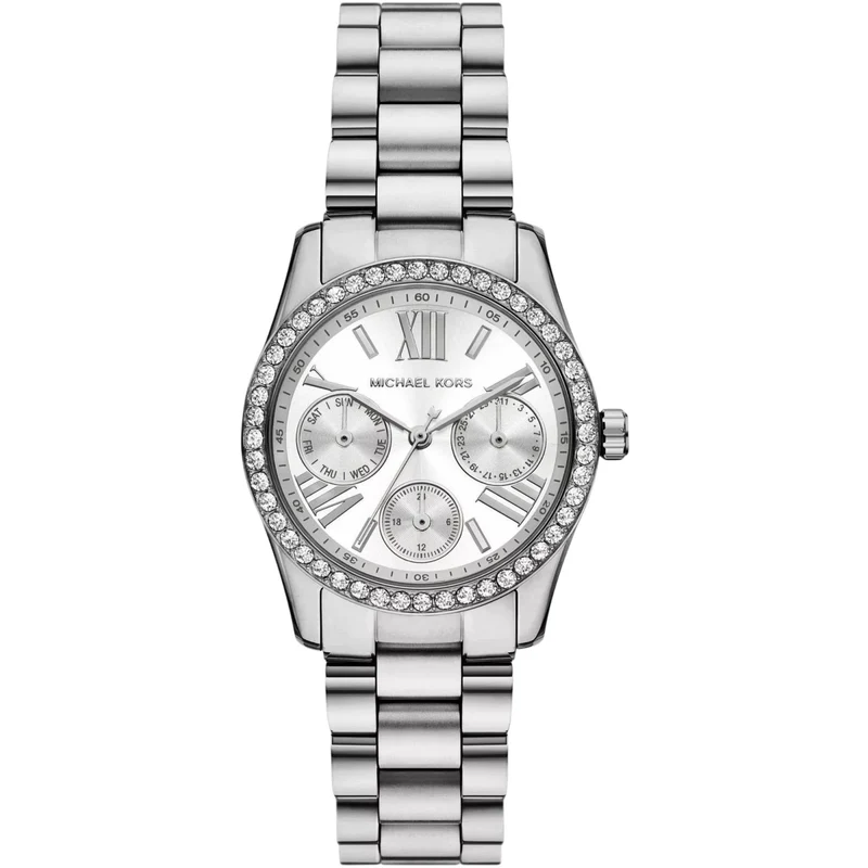 Michael Kors Lexington 33mm Chronograph Silver Dial Steel Ladies Quartz Watch MK4979