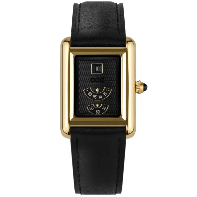 Out of Order Forma Venti Jump-Hour 30.5mm Aurum Noir Black Dial Leather Automatic Watch F20BLK.850