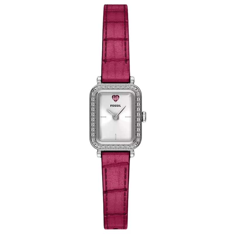 Fossil Raquel 18mm Silver Dial Leather Ladies Quartz Watch ES5466