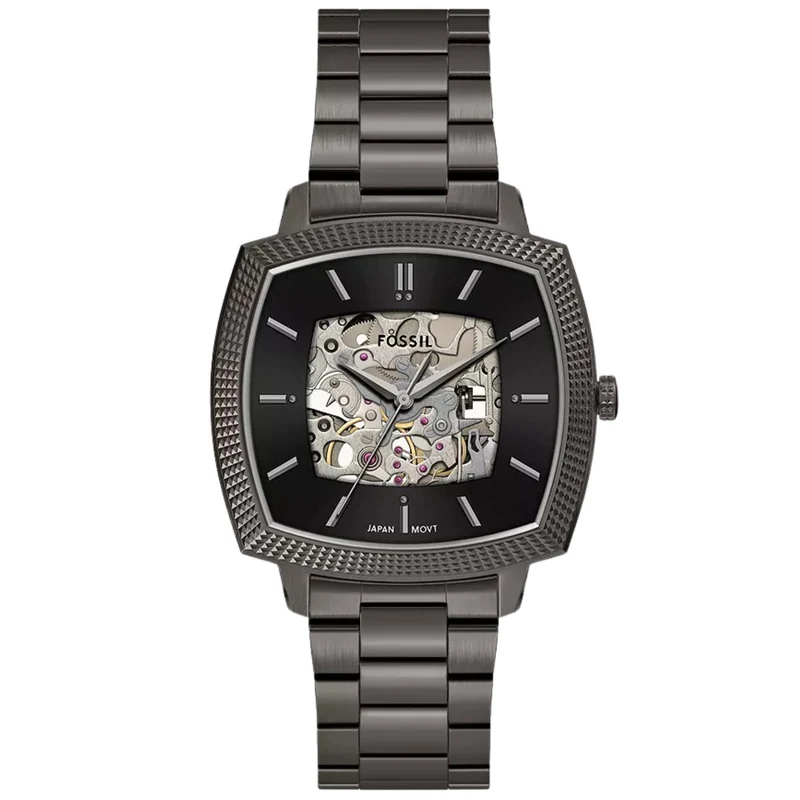 Fossil Machine x Nick Jonas 41mm Skeleton Black Dial Steel Automatic Watch LE1219