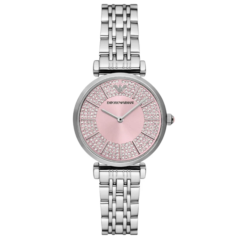 Emporio Armani Gianni 32mm Pink Dial Steel Ladies Quartz Watch AR11686