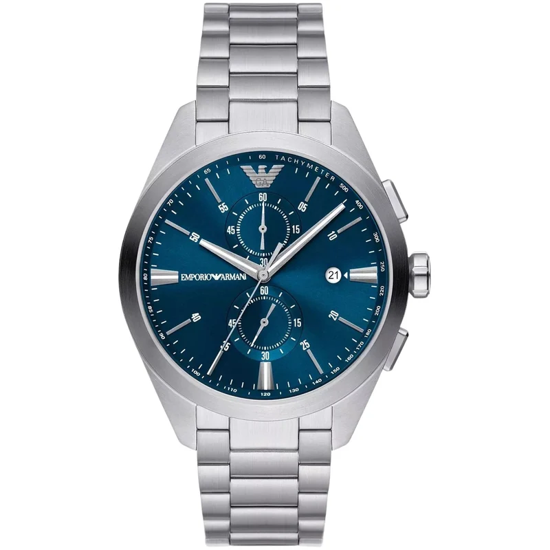 Emporio Armani Claudio 43mm Chronograph Blue Dial Steel Mens Quartz Watch AR11541