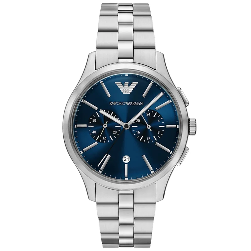 Emporio Armani Dario 41mm Chronograph Blue Dial Steel Mens Quartz Watch AR11728