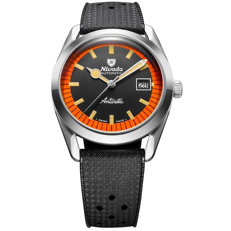 Nivada Grenchen Super Antarctic 38mm Limited Edition Black Dial Rubber Mens Automatic Watch 32056A01