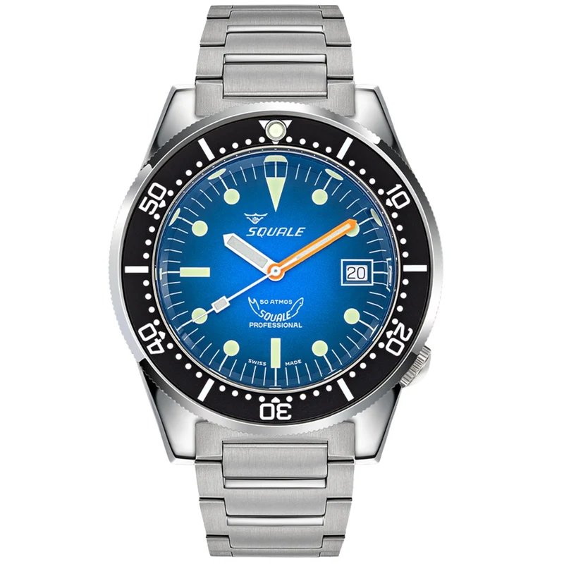 Squale 1521 Blue Ray 42mm Smoky Blue Dial Steel Mens Automatic Watch 1521PROFD.SQ20B
