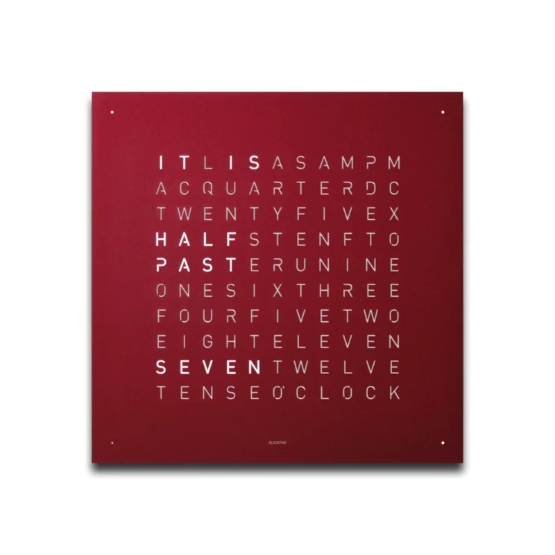 QLOCKTWO Earth 45 Red Velvet English Wall Clock QT4ENRRVC-UK