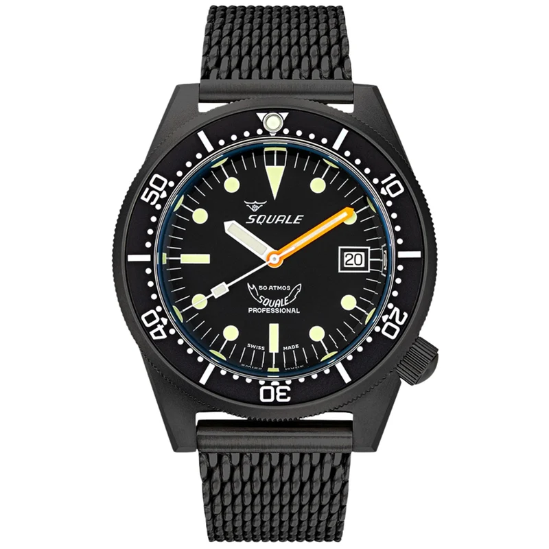 Squale 1521 DLC 42mm Black Dial Steel Mens Automatic Watch 1521DLCBK.MEPVD20