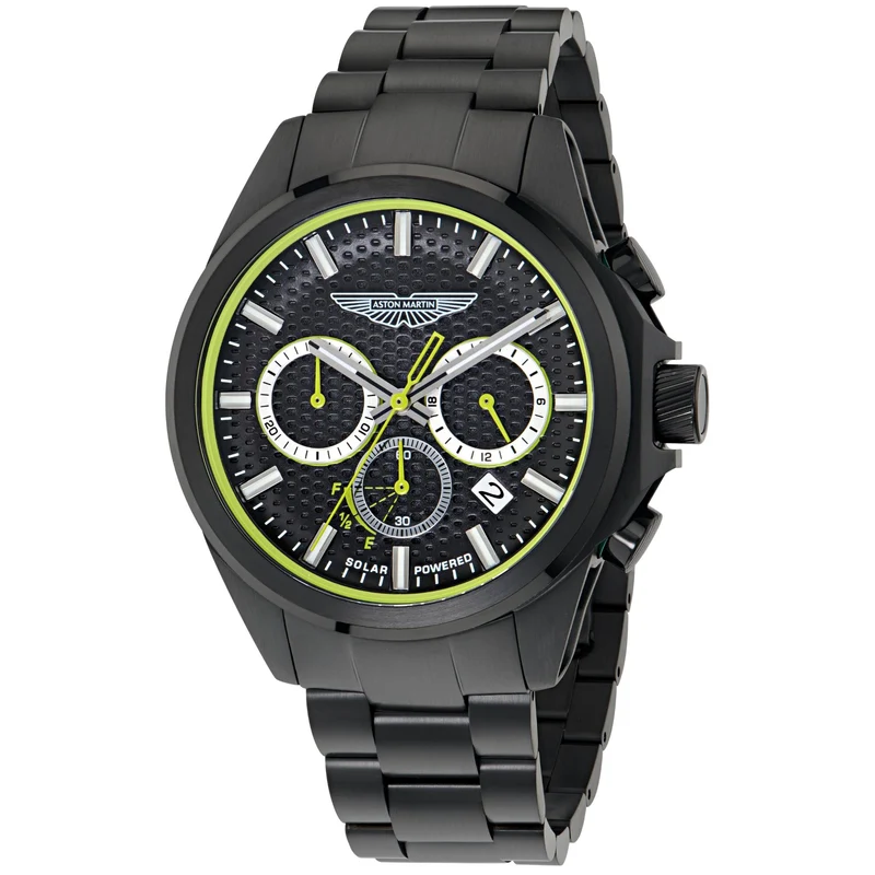 Aston Martin Thrill HLC 44mm Chronograph IP Black RSST Case Black Dial IP Black RSST Bracelet Mens Solar Watch MTRH2S601
