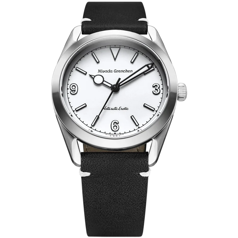 Nivada Grenchen Antarctic Erotic 38mm White Dial Leather Mens Manual-Wind Watch 320692M15
