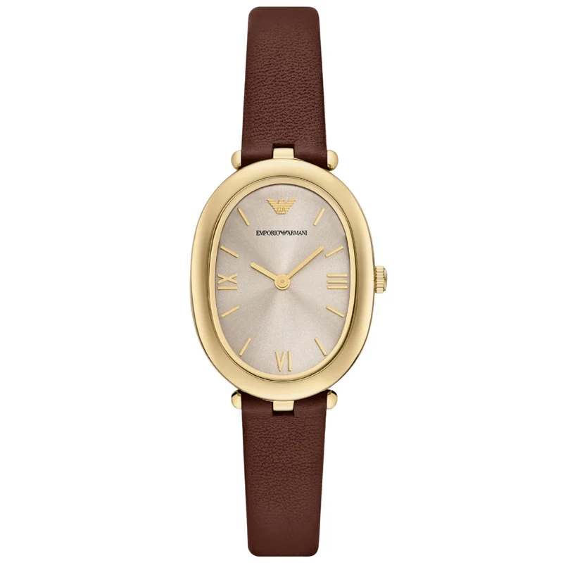 Emporio Armani Sinfonia 34mm Grey Sunray Dial Leather Ladies Quartz Watch AR11708