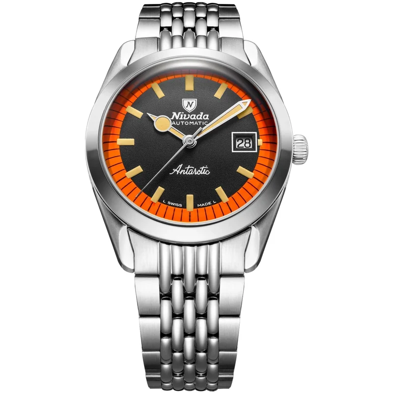 Nivada Grenchen Super Antarctic 38mm Limited Edition Black Dial Steel Mens Automatic Watch 32056A04