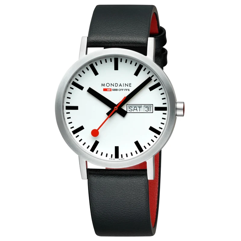 Mondaine Classic 40mm White Dial Leather Mens Quartz Watch A667.30360.11SBBV
