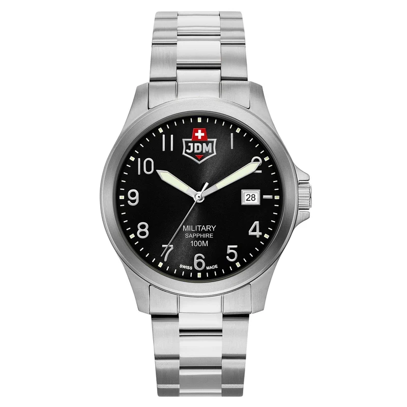 JDM Military Alpha I Black Dial Steel Bracelet Men's Watch JDM-WG001-09