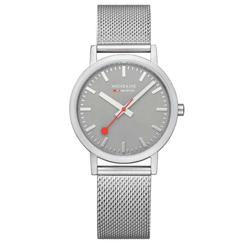 Mondaine Classic Good Gray Dial Steel Mesh Bracelet Watch A660.30314.80SBJ