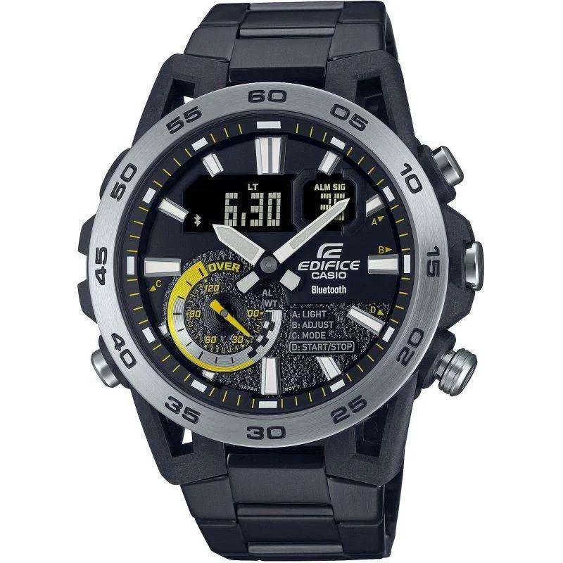 Casio Edifice Sospensione Black Stainless Steel Bracelet Mens Watch ECB-40DC-1AEF