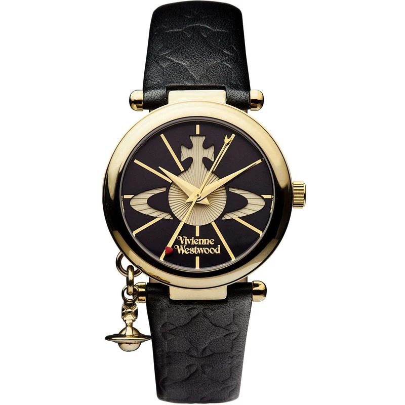 Vivienne Westwood Orb II 32mm Black Dial Leather Ladies Quartz Watch VV006BKGD