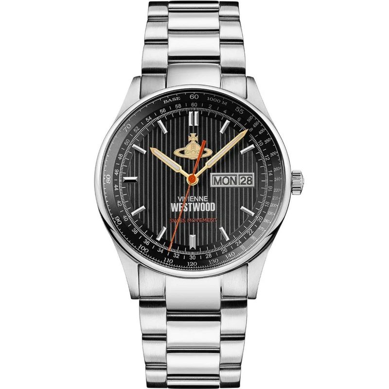 Vivienne Westwood The Cranbourne Black Dial Stainless Steel Bracelet Men's Watch VV207BKSL