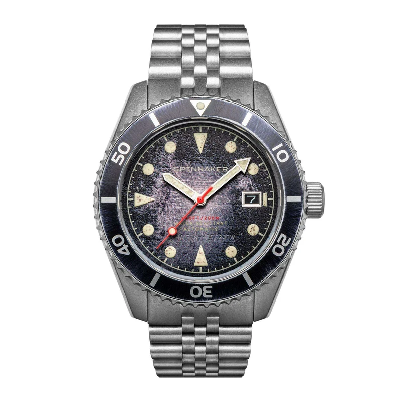 Spinnaker Wreck Barnacle Black Dial Stainless Steel Bracelet Men's Watch SP-5089-11