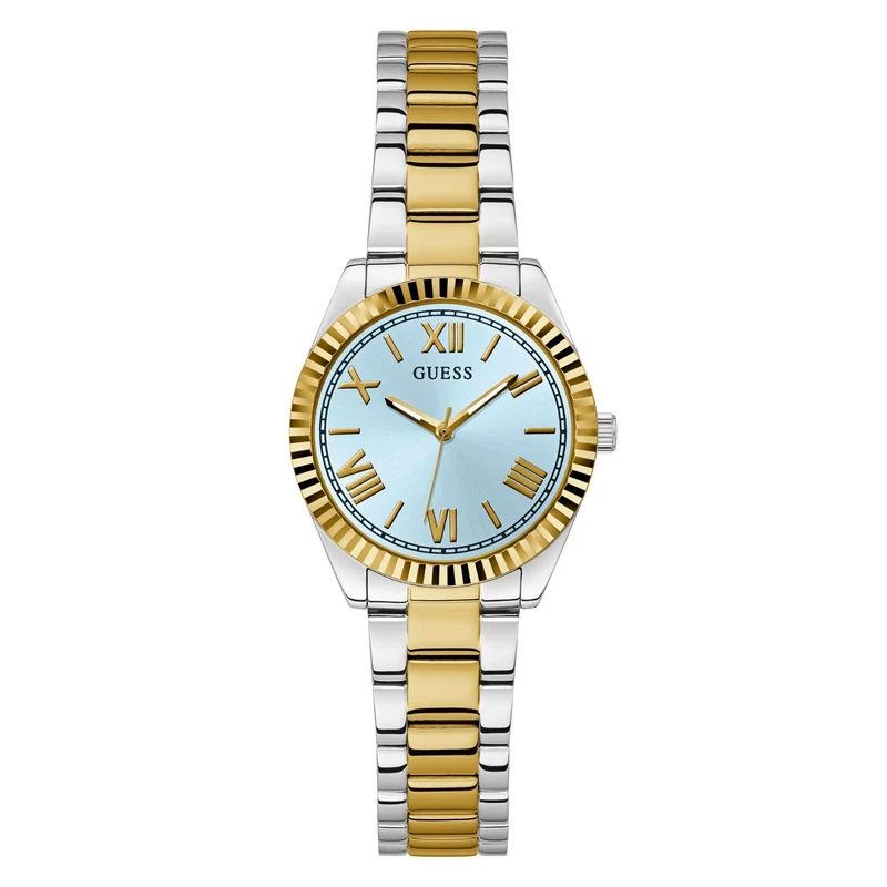 GUESS Ladies 2-Tone Analog Blue Dial Watch with Crystal Accents GW0687L4