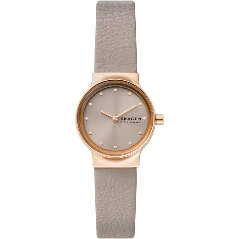 Skagen Freja Lille 26mm Greystone Dial Leather Ladies Quartz Watch SKW3005