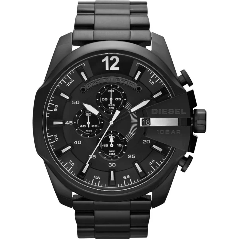 Diesel Mega Chief 51mm Chronograph Black Dial Steel Mens Quartz Watch DZ4283