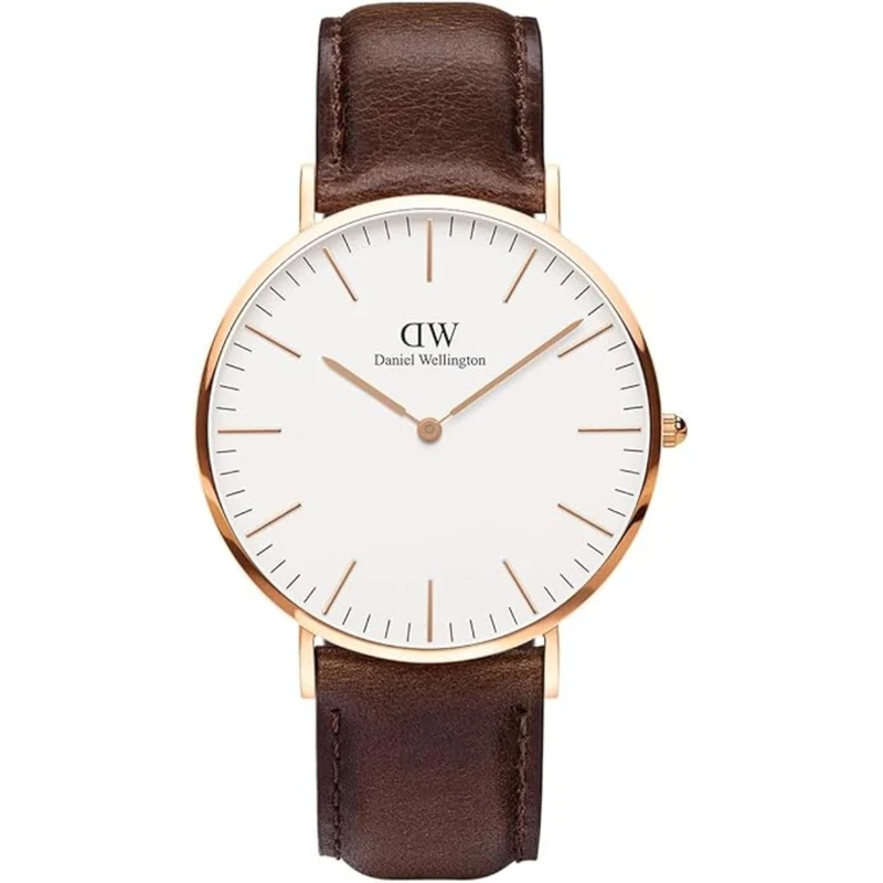 Daniel Wellington Classic 40mm White Dial Leather Mens Quartz Watch DW00100009