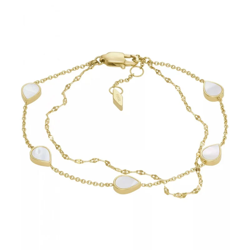Fossil Teardrop White Mother-of-Pearl Chain Women's Bracelet JF04317710
