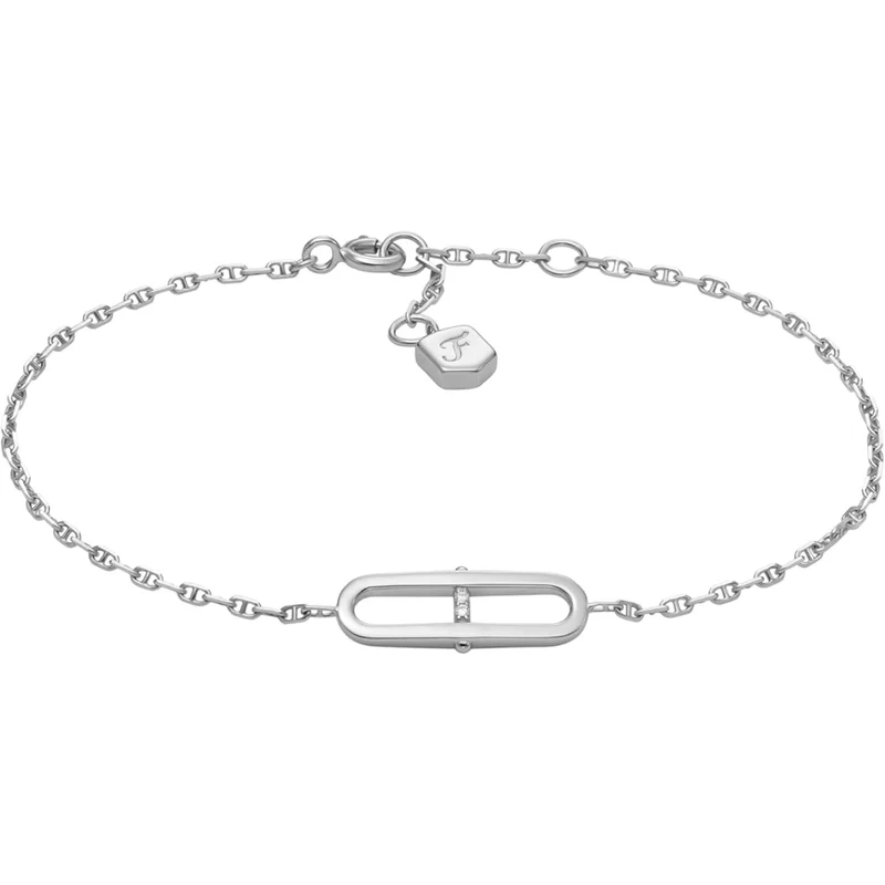 Fossil Sterling Heritage Sterling Silver Station Women's Bracelet JFS00637040