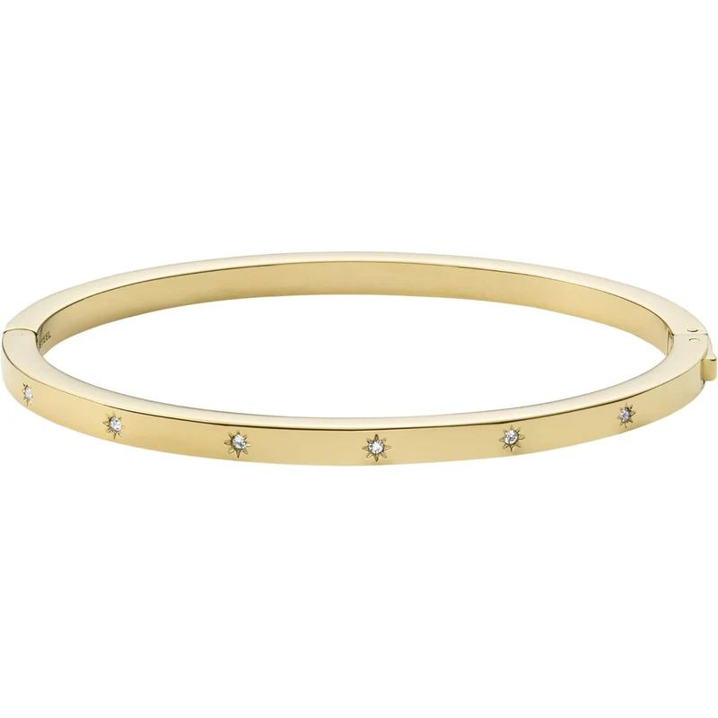 Fossil Sadie Shine Bright Gold-Tone Stainless Steel Cuff Women's Bracelet JF03872710