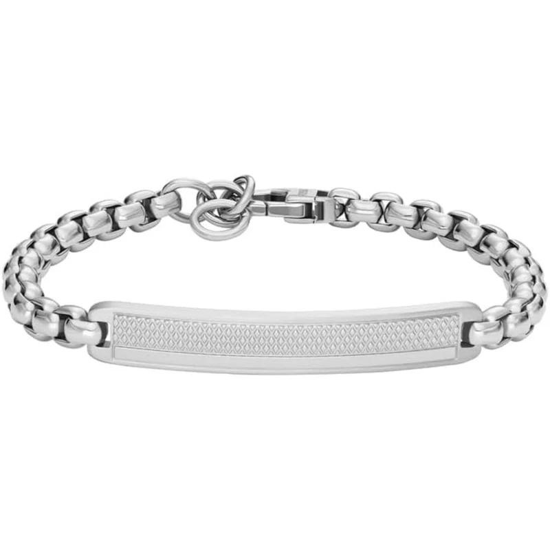 Fossil Knox Knurled Texture Stainless Steel ID Men's Bracelet JF04767040