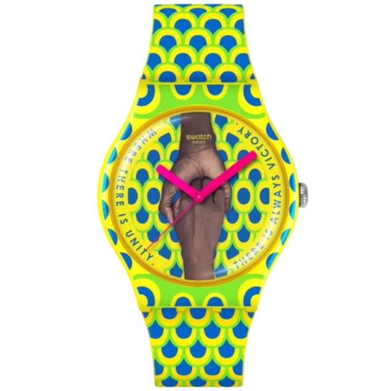 Swatch Unity Always Quartz Yellow Dial Silicone Strap Watch SO29Z148