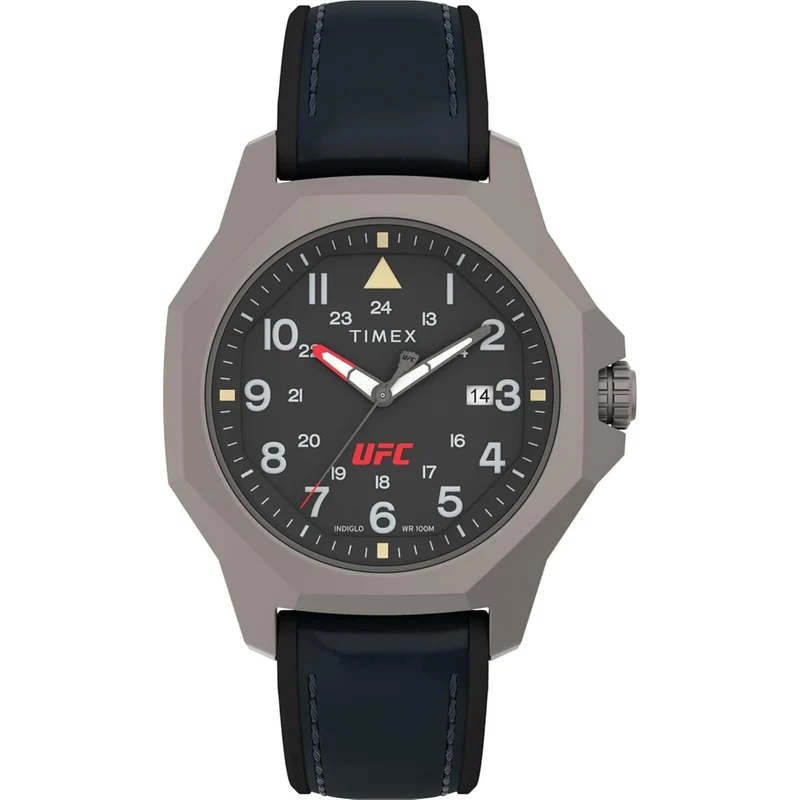 Timex UFC 41mm Black Dial Leather Mens Quartz Watch TW2V85700
