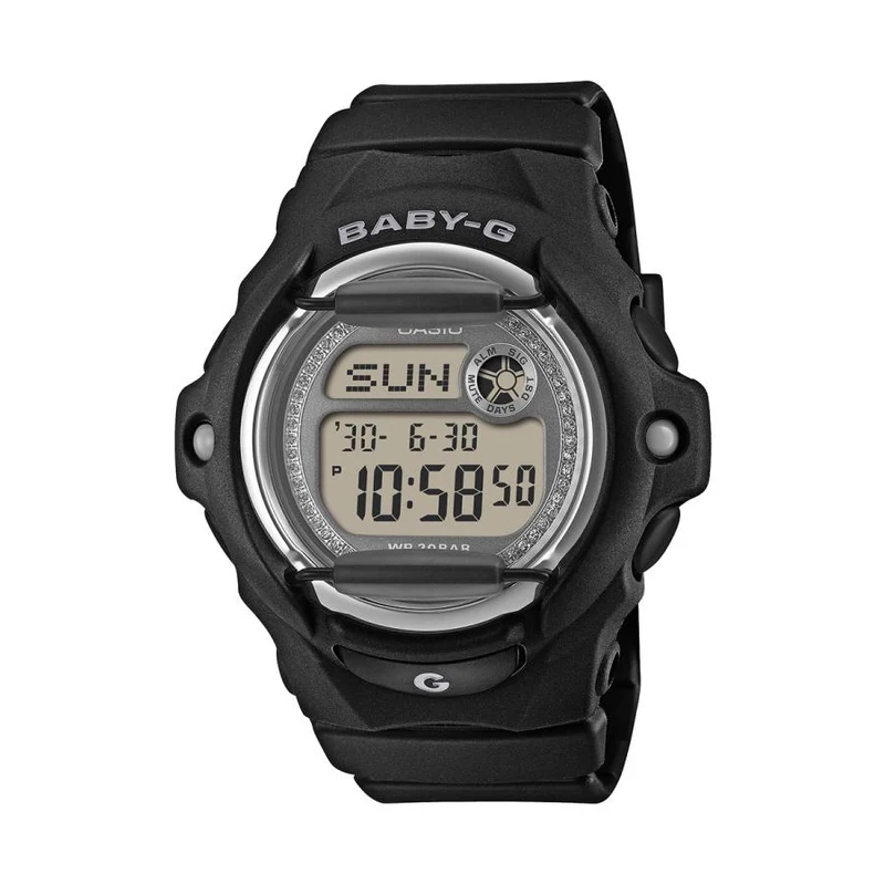 Reloj digital para mujer CASIO BABY-G BG-169KB-1JF JDM con esfera brillante y protector frontal negro