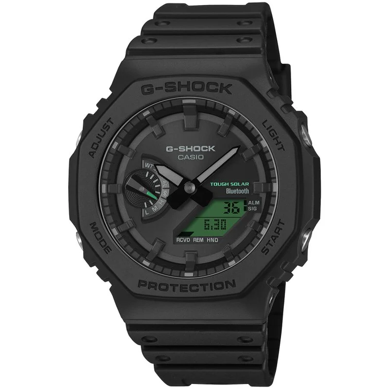 Reloj CASIO G-SHOCK GA-B2100BEG-1AJF para hombre, color negro, verde eléctrico, Bluetooth, energía solar, estilo JDM.