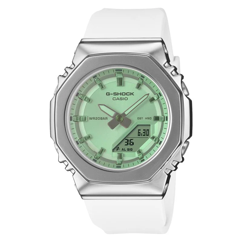 Reloj unisex CASIO G-SHOCK GM-S2110SR-7AJF Summer Reflection con cubierta metálica verde, estilo JDM.