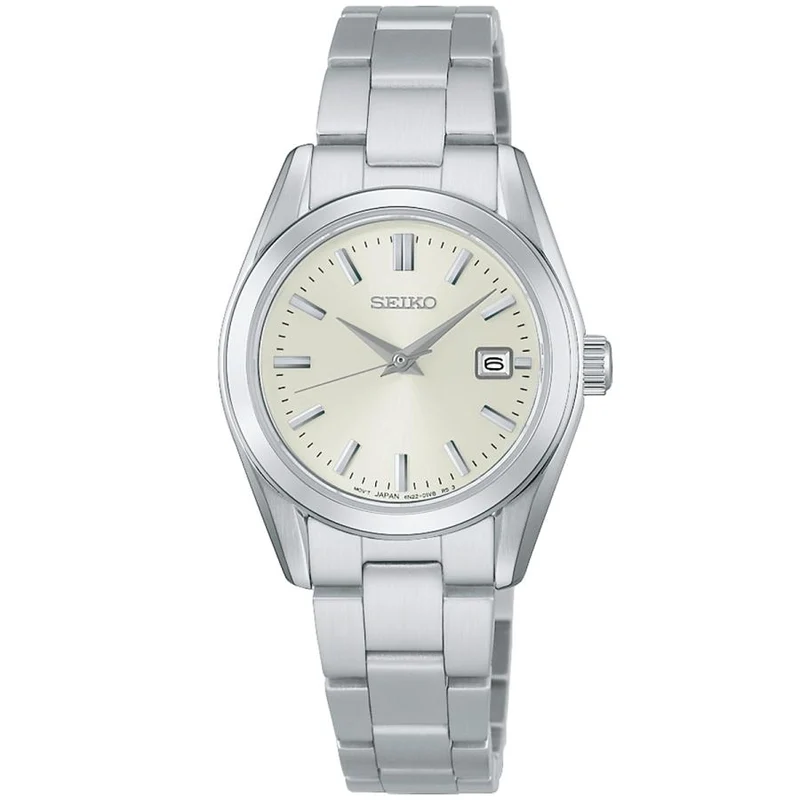 Reloj de cuarzo para mujer SEIKO Selection Serie S HFH001P con esfera plateada, modelo JDM.