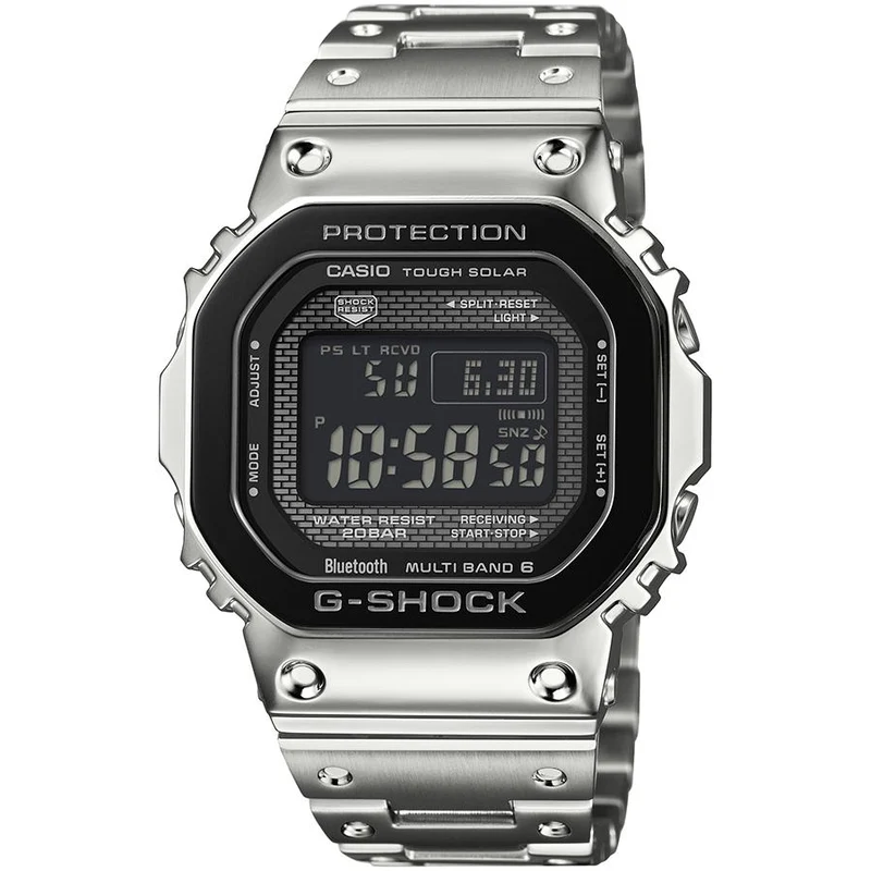 Reloj CASIO G-SHOCK GMW-B5000BT-1JF JDM para hombre, totalmente metálico, con bisel negro, Bluetooth y energía solar.