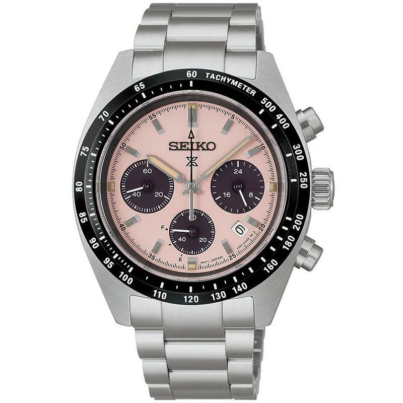 Reloj de hombre SEIKO Prospex Speedtimer Solar Chronograph SBDL127 con esfera clásica color oro rosa.